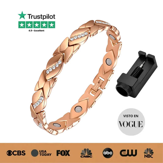 Pulsera magnética de Cobre para Mujer | Regulable  Diseño Transversal