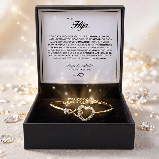 Pulsera de Plata símbolo ♡ para hija | Nota Dedicatoria